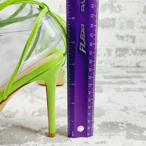 NEW Lulus Simonee Lime Green Faux Leather Lace-Up Straps High Heel Sandals i260 - Picture 9 of 12